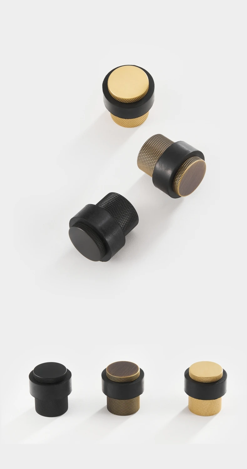 Dooroom Knurled Brass Rubber Door Stops Bathroom Door Stopper Heavy Duty Floor Mount Bumper Non-magnetic Door Holder Catch