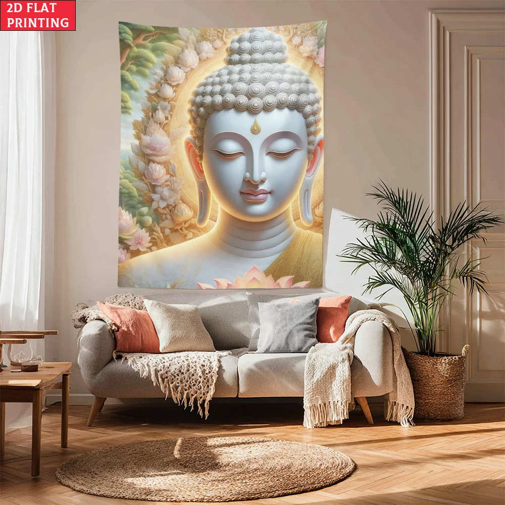 Tapisserie de méditation bouddha, Art Zen paisible, décoration murale suspendue, pratique de la pleine conscience, salle de Yoga, décoration bohème pour la maison