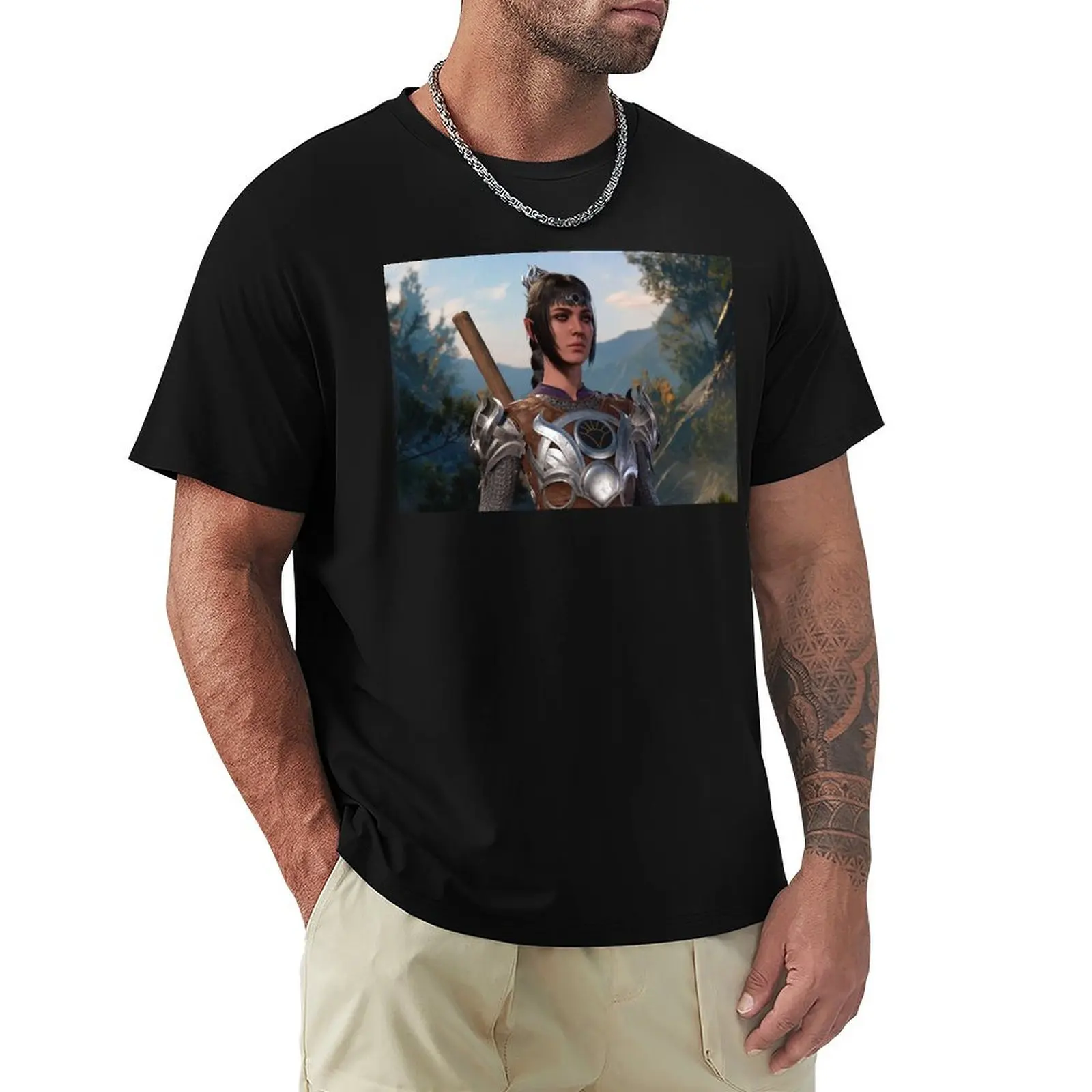 Shadowheart Human Cleric of Shar Adventurer T-Shirt Street Fashion Casual Tee Shirt