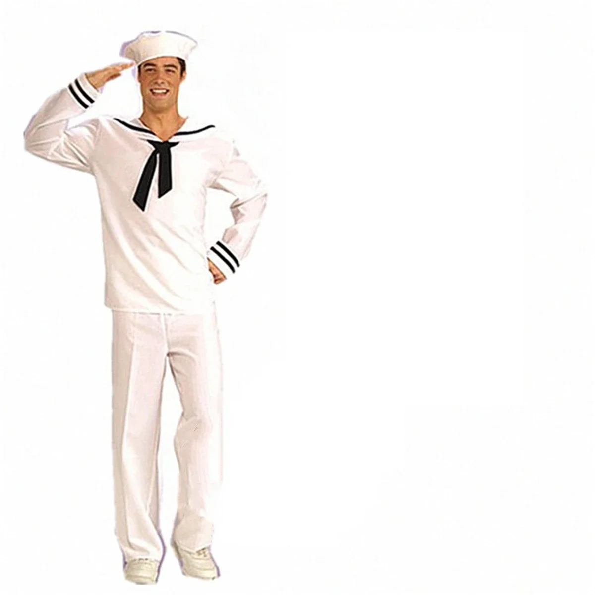 Halloween Adults White Blue Navy Sailor Suit Set Costumes Fancy Dress Party Stage Performance Costume Uniform for Men Boys