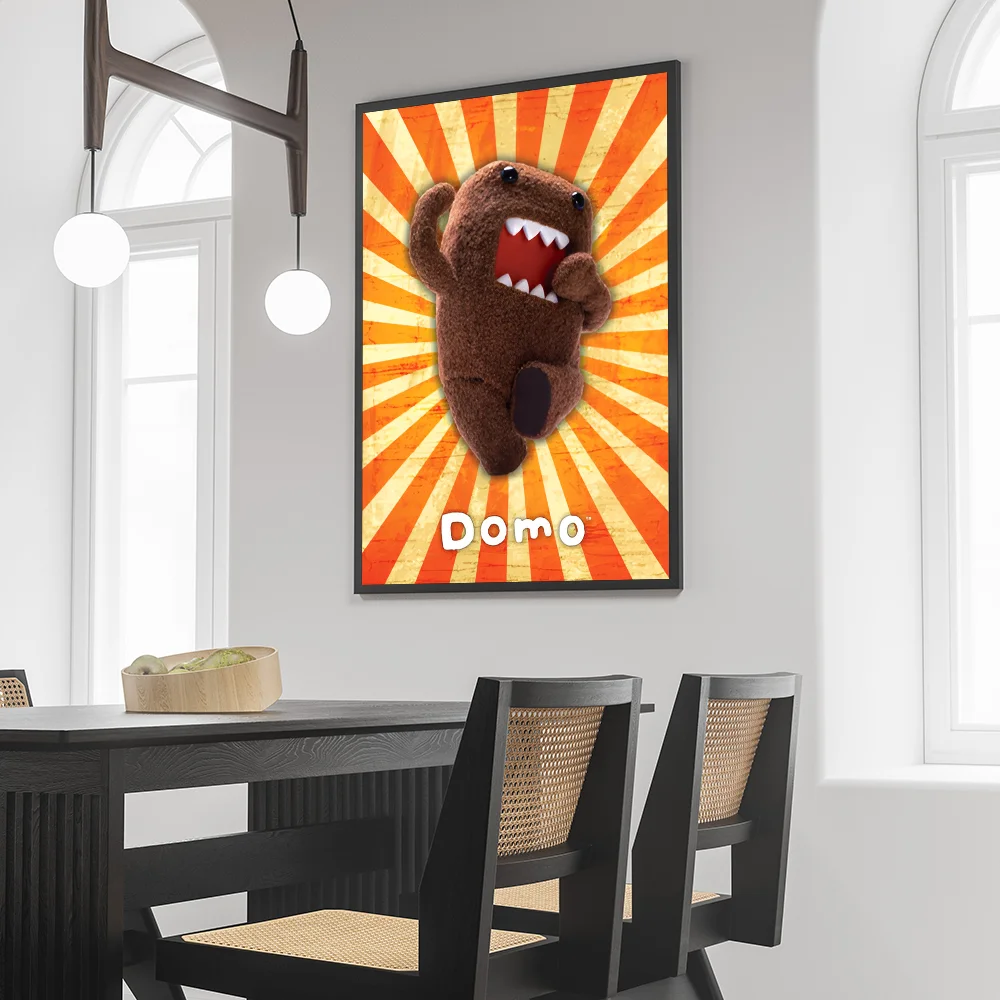 Cute Domo-Kun Poster Self-adhesive Art Waterproof Paper Sticker Coffee House Bar Room Wall Decor