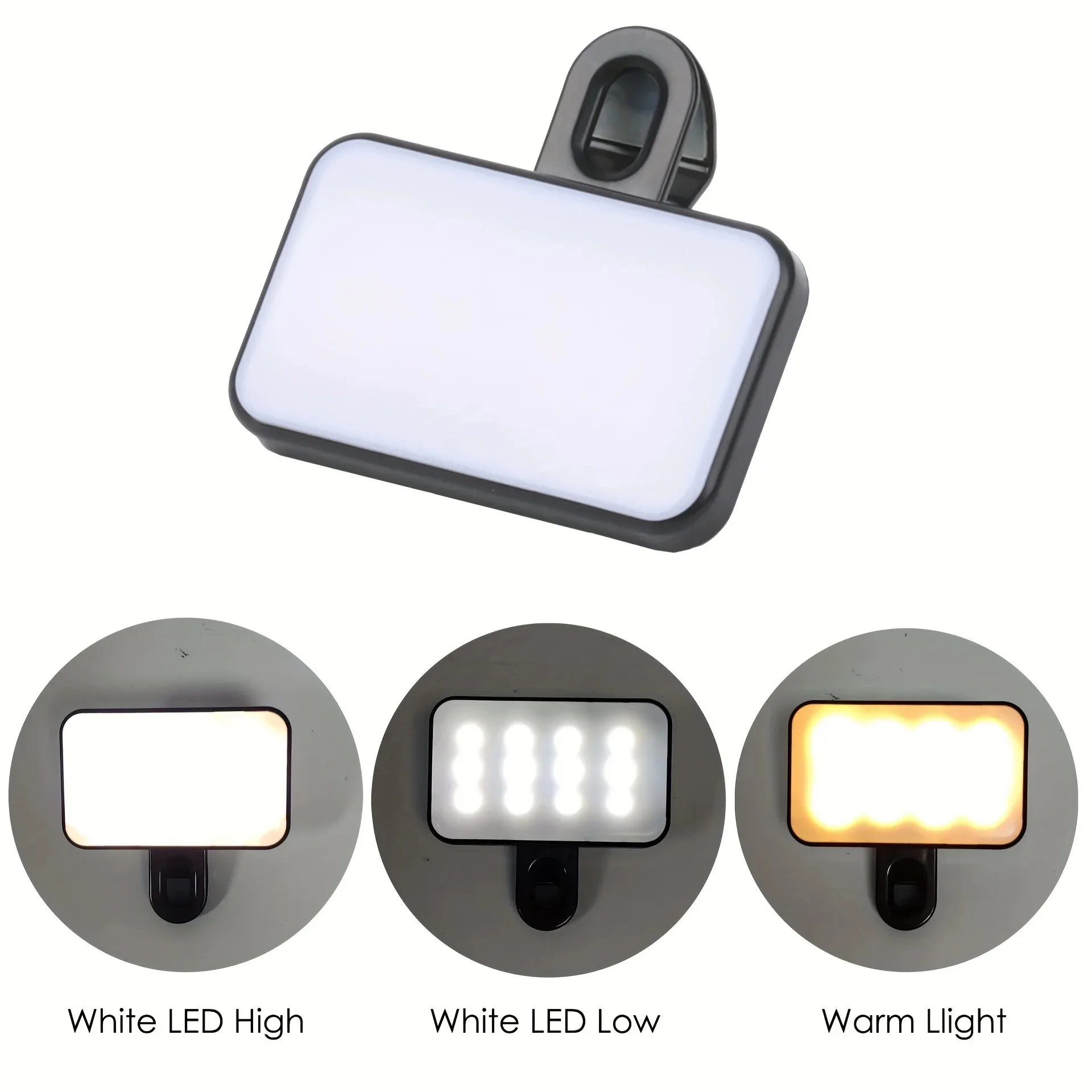 Portable Mini Selfie Fill Light Rechargeable 3 Modes Adjustable Brightness Clip On For Mobile Phone Make Up Computer Fill Light