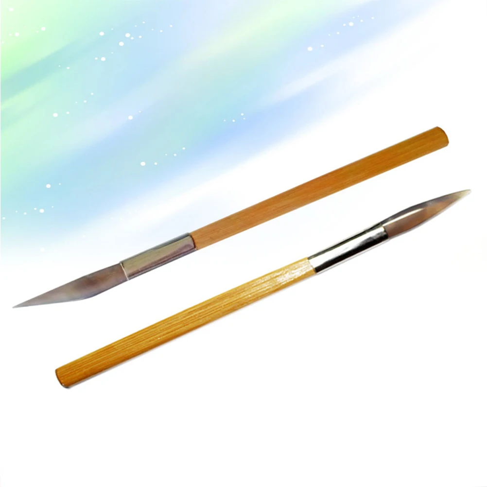 

2pcs Agate Knife Bamboo Handle Polishing Tools Jewelry Making Supplies For Gold Silver Copper