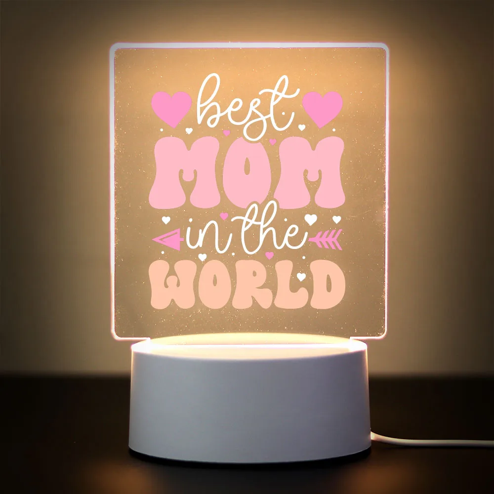 Colorful Print Text Acrylic LED Light For Mom Night Lamp Table Birthday Gift Bedroom Bedside Lamp Mother\'s Day Gift