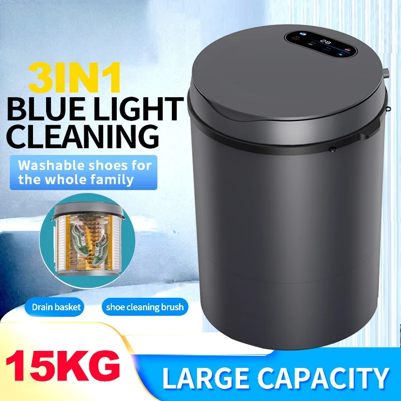15kg Household Large Capacity Washing Machine Mini Shoe Washing Machine Top Load Pulsator Washing Machine with Shoe Brush