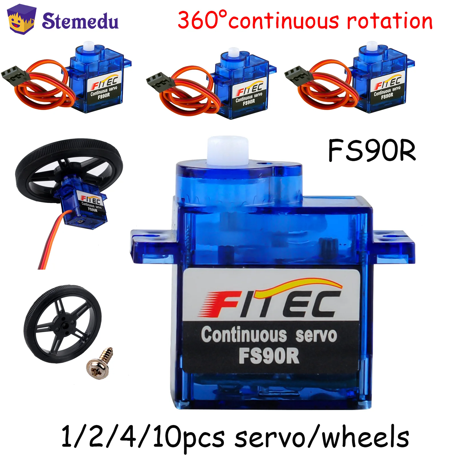 

Feetech FS90R Mini RC Servo 360 Degree Continuous Rotation Micro Motor 4.8-6V 1.5KG Wheel for Smart Robot Microbit RC Car Drone