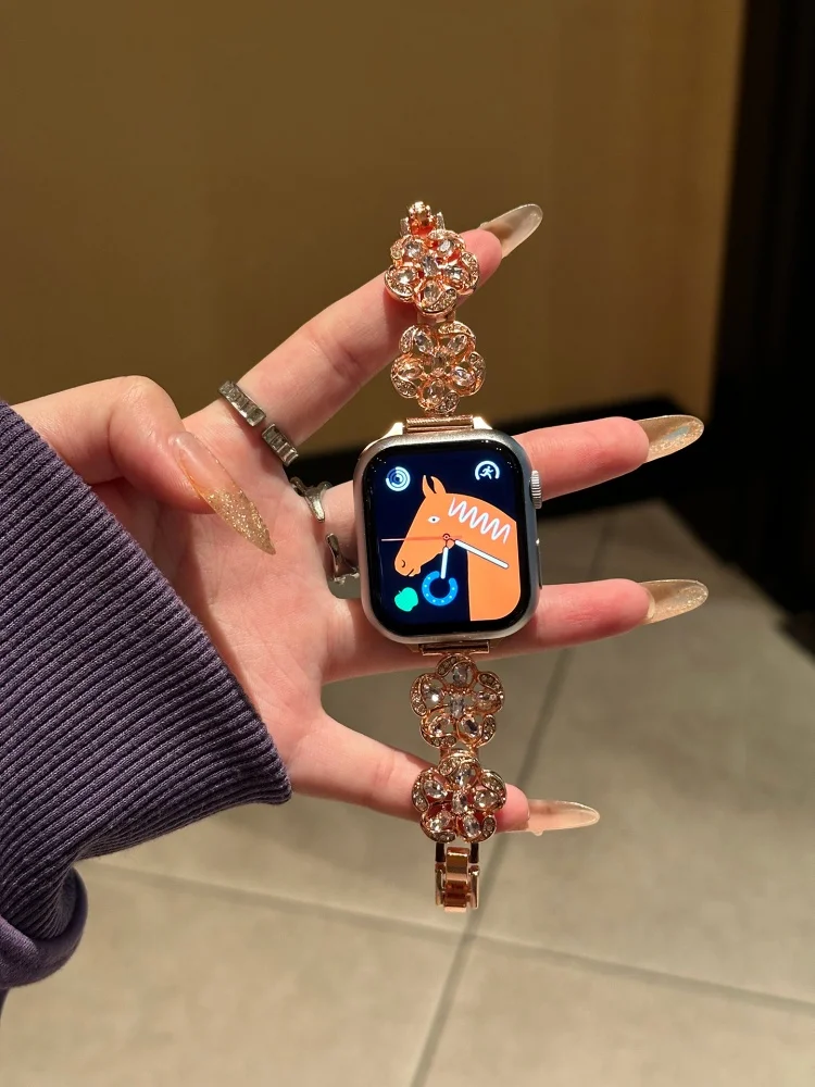 

Простой и роскошный ремешок для часов, совместимый с ремешками iWatch 38 мм, 40 мм, 41 мм, 42 мм, 44 мм, 45 мм, 49 мм, модный ремешок ручной работы.