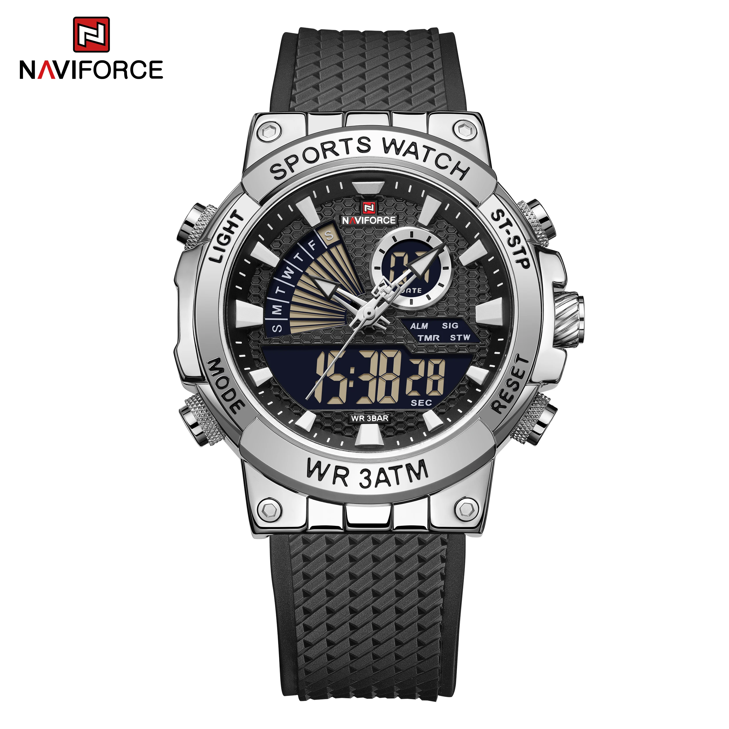 NAVIFORCE Men Watch Dual Display Coffee Sport Timepiece Chronograph Quartz Wristwatch Date Male Clock Relogio Masculino NF9219