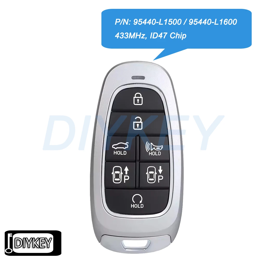 

7-кнопочный смарт-брелок с дистанционным управлением, 433 МГц, чип ID47 для Hyundai Sonata 2019 2020 2021 2022 2023 P/N: 95440-L1500, 95440-L1600