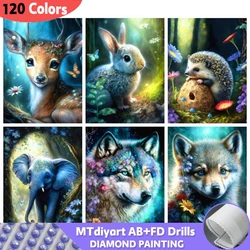120 Colors Rabbit AB Fairy Dust 5D Diy Diamond Painting Mosaic Wolf Full Square Round Embroidery Animals Flower Home Decor