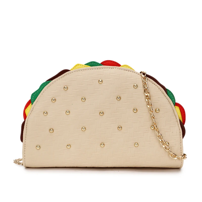 Cute Mexico Taco Shape Women Food Model Handbag and Purse Female Designer Clutch Party Bag Girls Chain Ladies Shoulder Bag