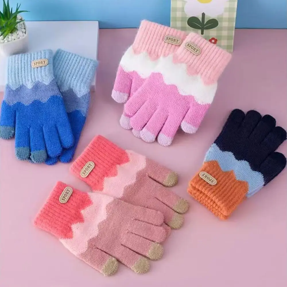 Fashion Warm Kids Winter Gloves Coldproof Windproof Baby Gloves Full Finger Thicken Children Mittens for 6-14 Years Old Toddler