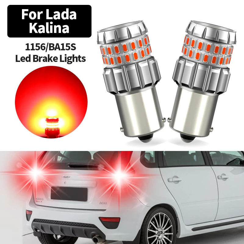 

2 шт. 60SMD чипы красный светодиодный стоп-сигнал P21W BA15S 1156 Canbus для Lada Kalina (1117, 1118, 1119) Kalina II (2194,2192)
