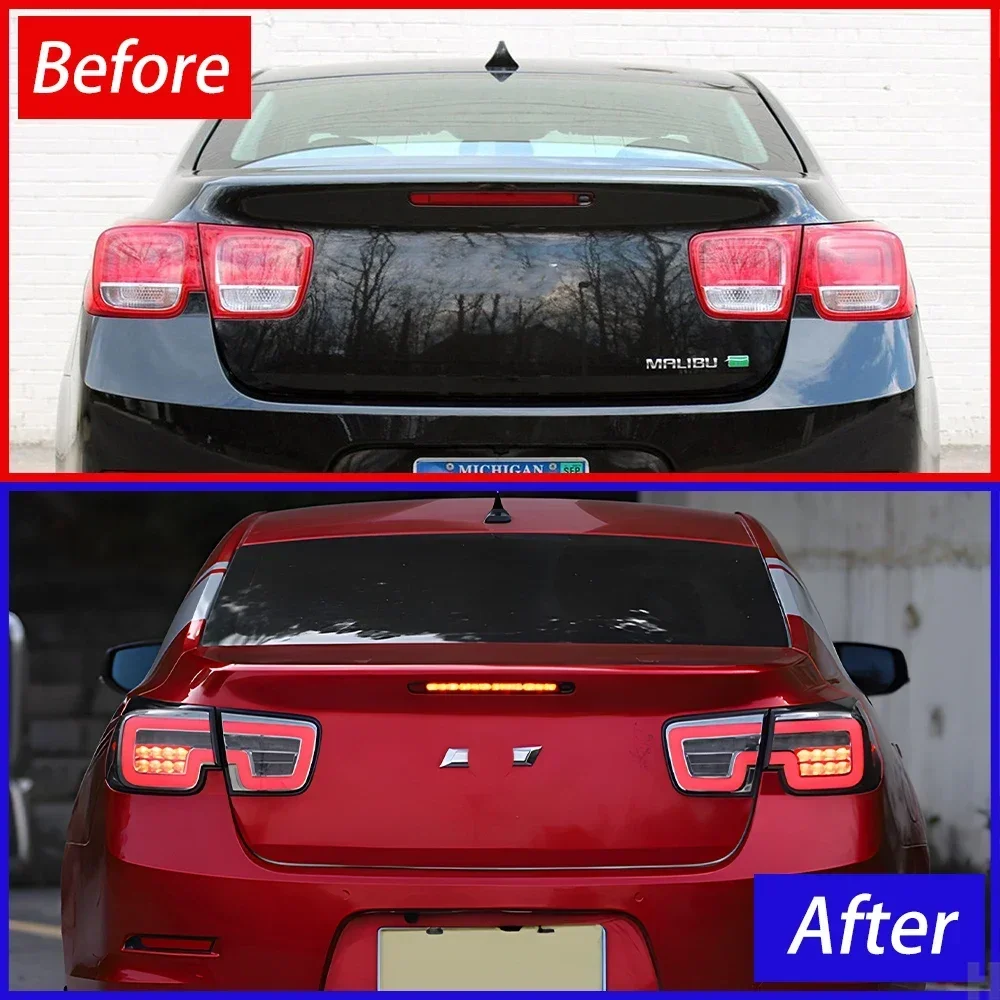 Модернизированные автомобильные задние фонари в сборе для Chevrolet Malibu 2012-2014, автоматические задние фонари, светодиодные динамические стримеры, аксессуары для сигнальных ламп