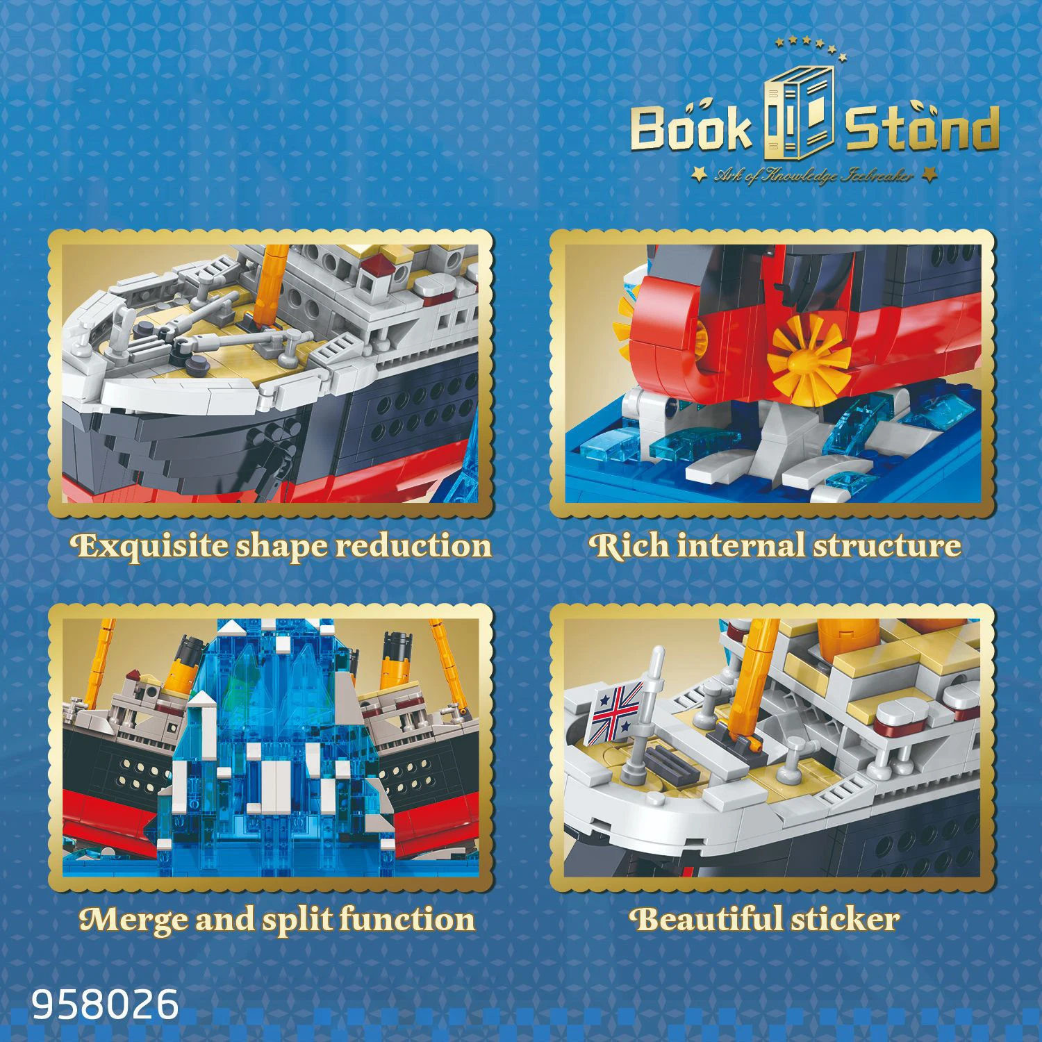 Idea Book Stand Stationery Building Brick Titanic Ship Iceberg Bookends Mini Block Educational Toys Construction Brick For Gift - view 4