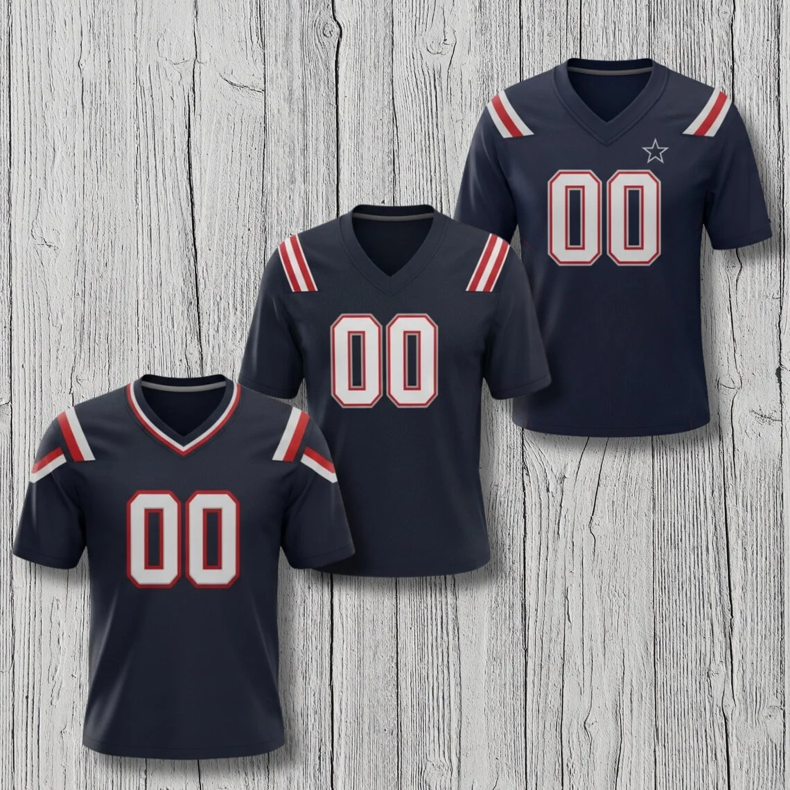 Custom American Football Fan V Neck Jersey Shirt All Over Print Sublimation Tee Unisex Game Day Top Personalized Number Gift