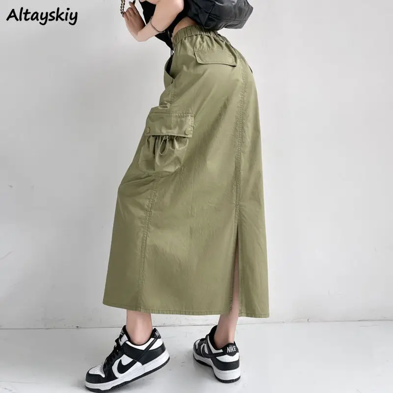 

Cargo Skirts Women Pockets Cool Special European Style Holiday Leisure Charming Basic Prevalent Vintage Casual Creativity Autumn