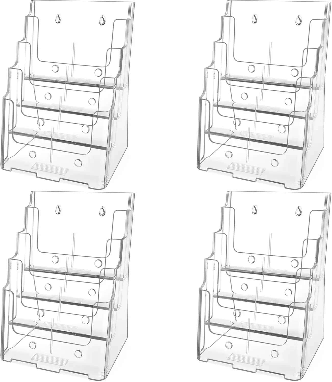 

Держатель для брошюр MaxGear из акрила, 8,5 x 11 дюймов, 4-уровневый прозрачный органайзер для литературы, подставка для журналов с съемными разделителями