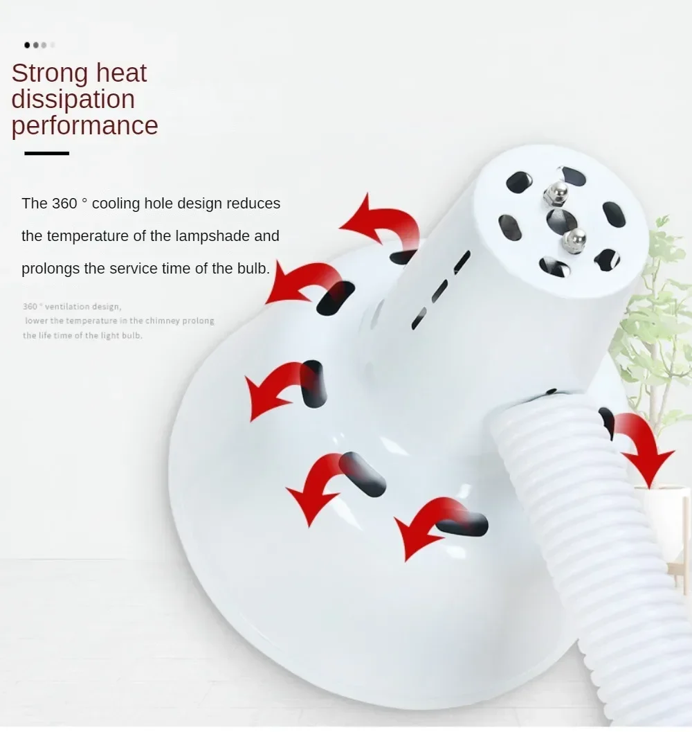 275 واط بالقرب من مصباح الحرارة بالأشعة تحت الحمراء الحمراء، مصباح الخبز بالأشعة تحت الحمراء لسطح المكتب، مع مؤقت لتخفيف آلام المفاصل وآلام العضلات