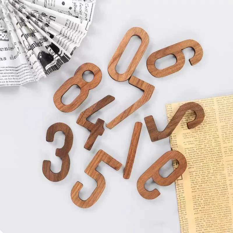 1Pcs 3Inch Walnut Mailbox Numbers with Magnet Wooden House Numbers for Outside 3D Address Numbers for House Apartment