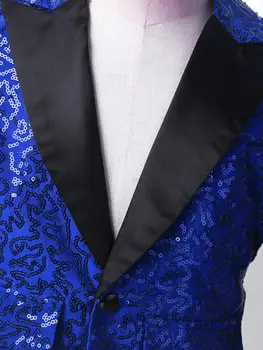 Kids Boys Shiny Sequins Coat Modren Competition Dance Performance Jacket Banquet Party Long Sleeve Tuxedo Suit with Fedora Hat 6