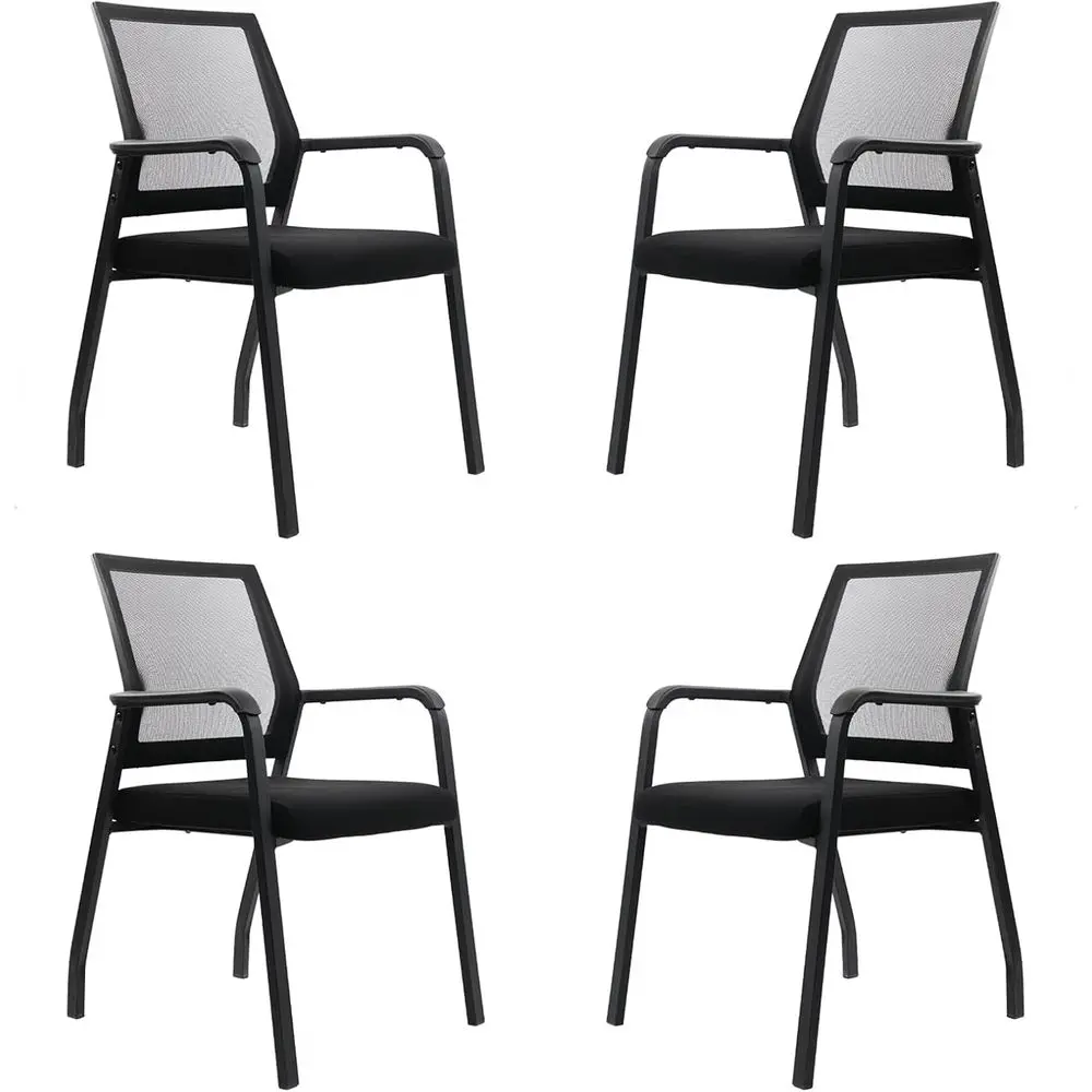 

Ergonomic Lumbar Support Armchair, Thick Cushion, Ideal for Waiting Rooms, Offices, Schools, Churches, Conferences, Black, 4-Pac