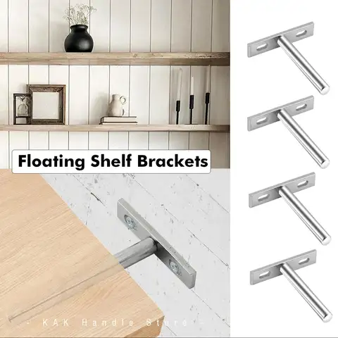 KAK 4PCS Hidden Floating Shelf Bracket Heavy Duty Wall-Mounted Bracket Shelf Support 2-6inches DIY Furniture Hardware Fittings