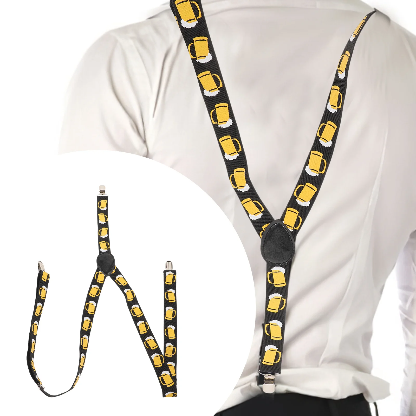 الرجال الحمالات المرنة كليب على Y-شكل الأقواس البيرة طباعة الأسود دائم قوي المشابك المألوف الحمالات الحمالات المرنة