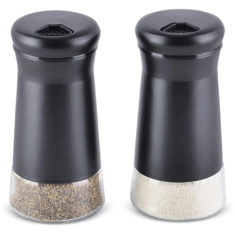 Pepper Shakers with Adjustable Pour Holes Elegant Stainless Steel Salt and Pepper Dispenser Perfect for Sea Salts 2Pcs-ABFB