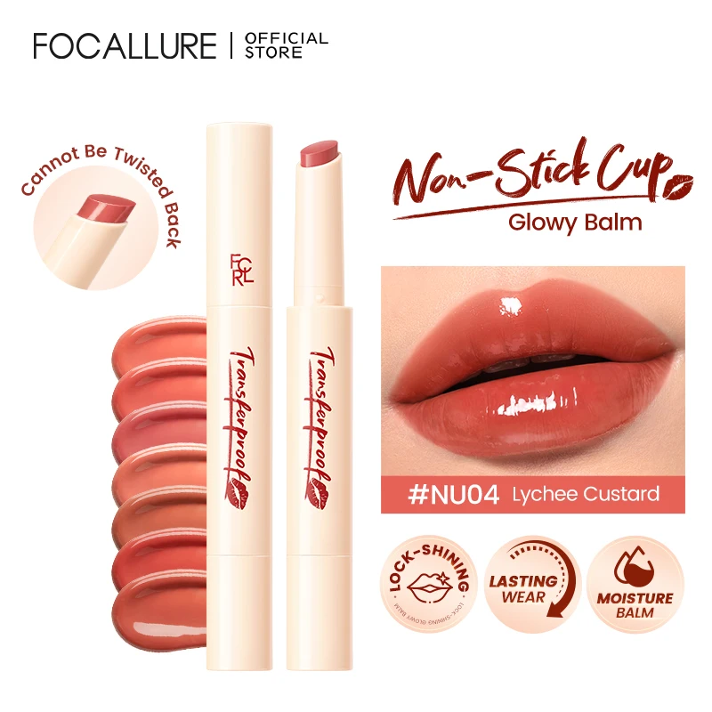 FOCALLURE Transferproof Lock-shining Glossy Lip Balm Pen Moisturizing Non-sticky Lightweight Lipstick Lip Liner Makeup Cosmetics