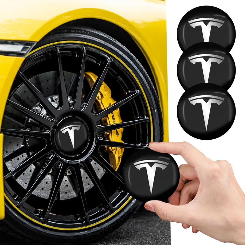 4Pcs Aluminum Metal Emblem Car Wheel Center Hub Caps Sticker Badge For Tesla model 3 model X Y style Roadster Car Accessories