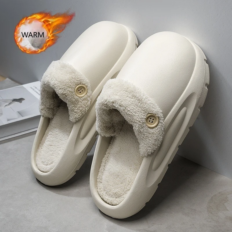 

Winter Cotton Shoes Men Warm Home House Slippers EVA Cross-border Popular Men's Shoes Furry Slides Couple Plush Indoor Slippers