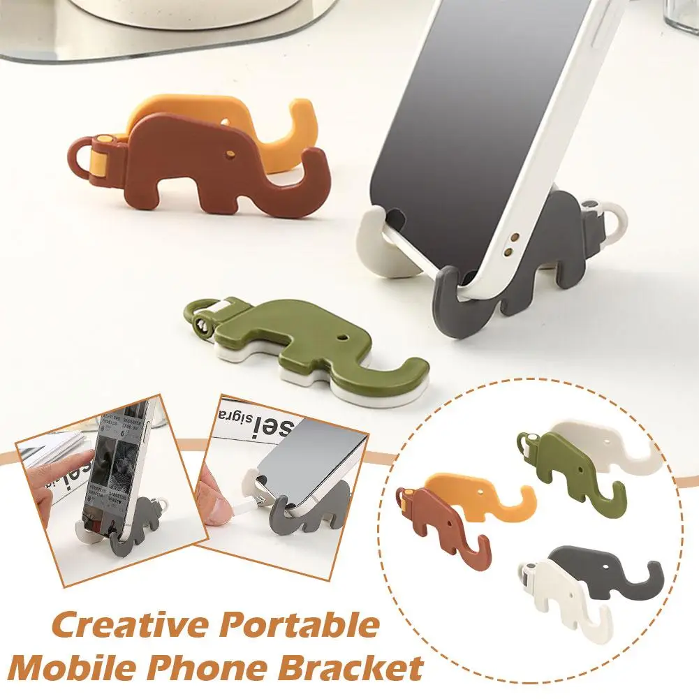Mini Elephant Cute Cartoon Animal Lazy Desktop Mobile Foldable Phone Easy Storage Chain Stand Design To Carry Base Q3j7