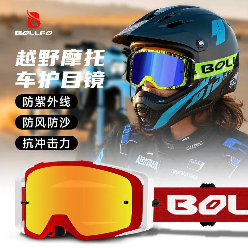 

BOLLFO New Off Road Motorcycle Ski Goggles for Men and Women Outdoor Sports Windproof Protective Glasses