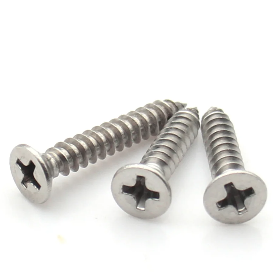 M1 M1.2 M1.4 M1.5 M1.7 M2.3 M2.6 M3 M3.5 M4 304 Stainless Steel Cross Recessed Countersunk Self Tapping Screws Flat Head Screw