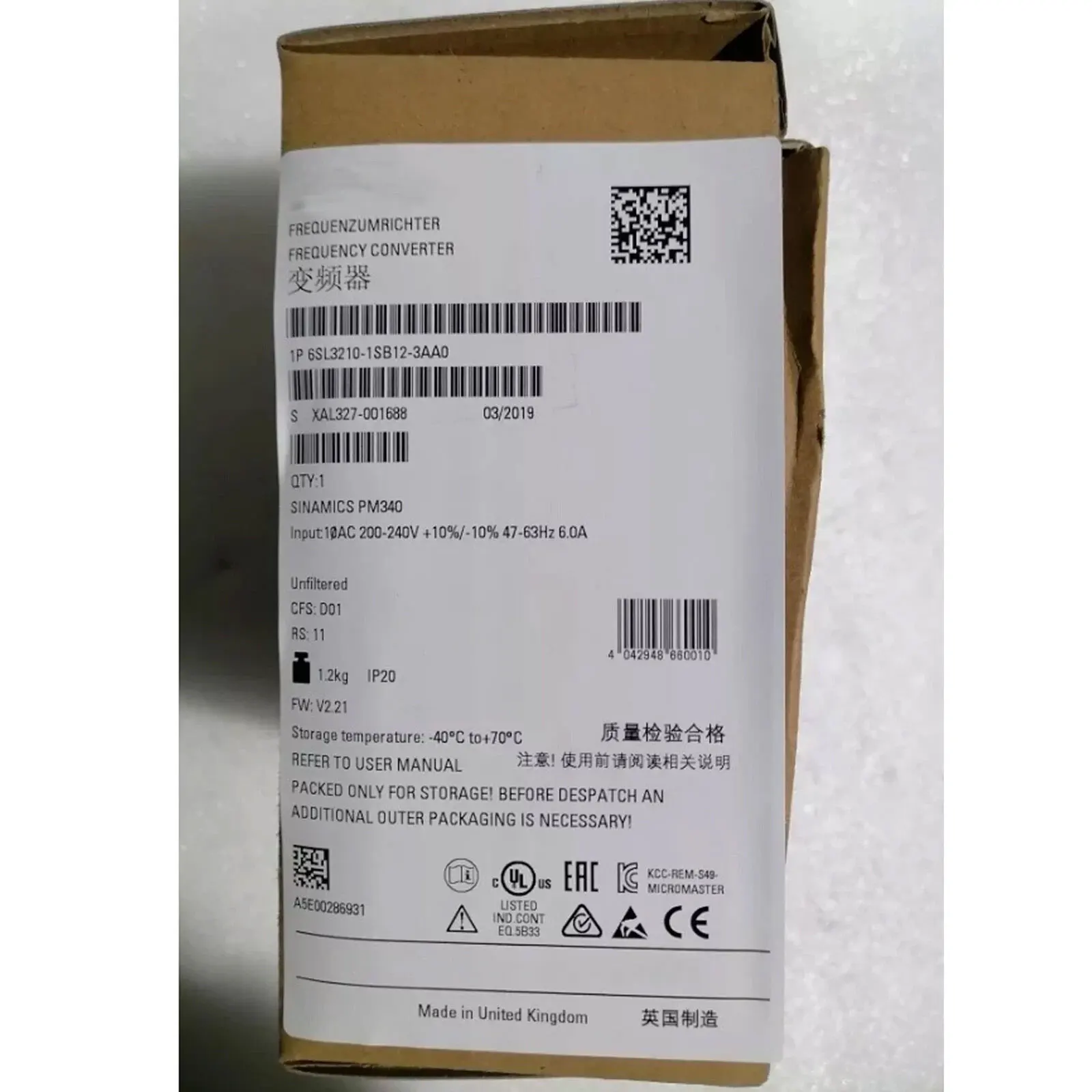 

Brand new 6SL3210-1SB12-3UA0 6SL3210-1SB12-3AA0 6SL3 210-1SB12-3UA0 6SL3 210-1SB12-3AA0 Warrently One-year