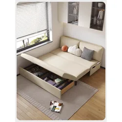 Fold-out sofa bed, technical cloth double can be stored in a small apartment, no armrests, multi-functional living room, sitting