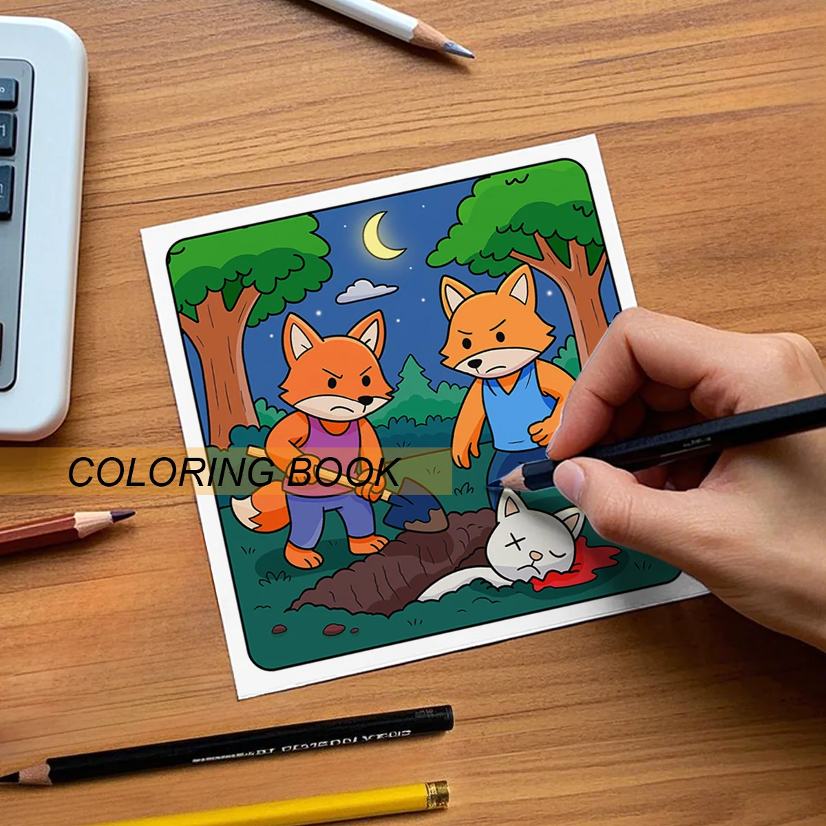 CRIME SCENES CUTE AND COZY Coloring Book 24Page Drawing Children Adult Picture Book Adorable Creepy Creatures for Halloween Gift