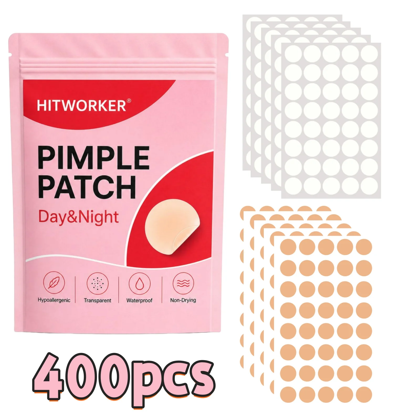 400pcs Hydrocolloid Pimple Patch for Daily Skin Care, Invisible Spot Cover Patches, Ultra Thin Clear Face Patches, Waterproof &