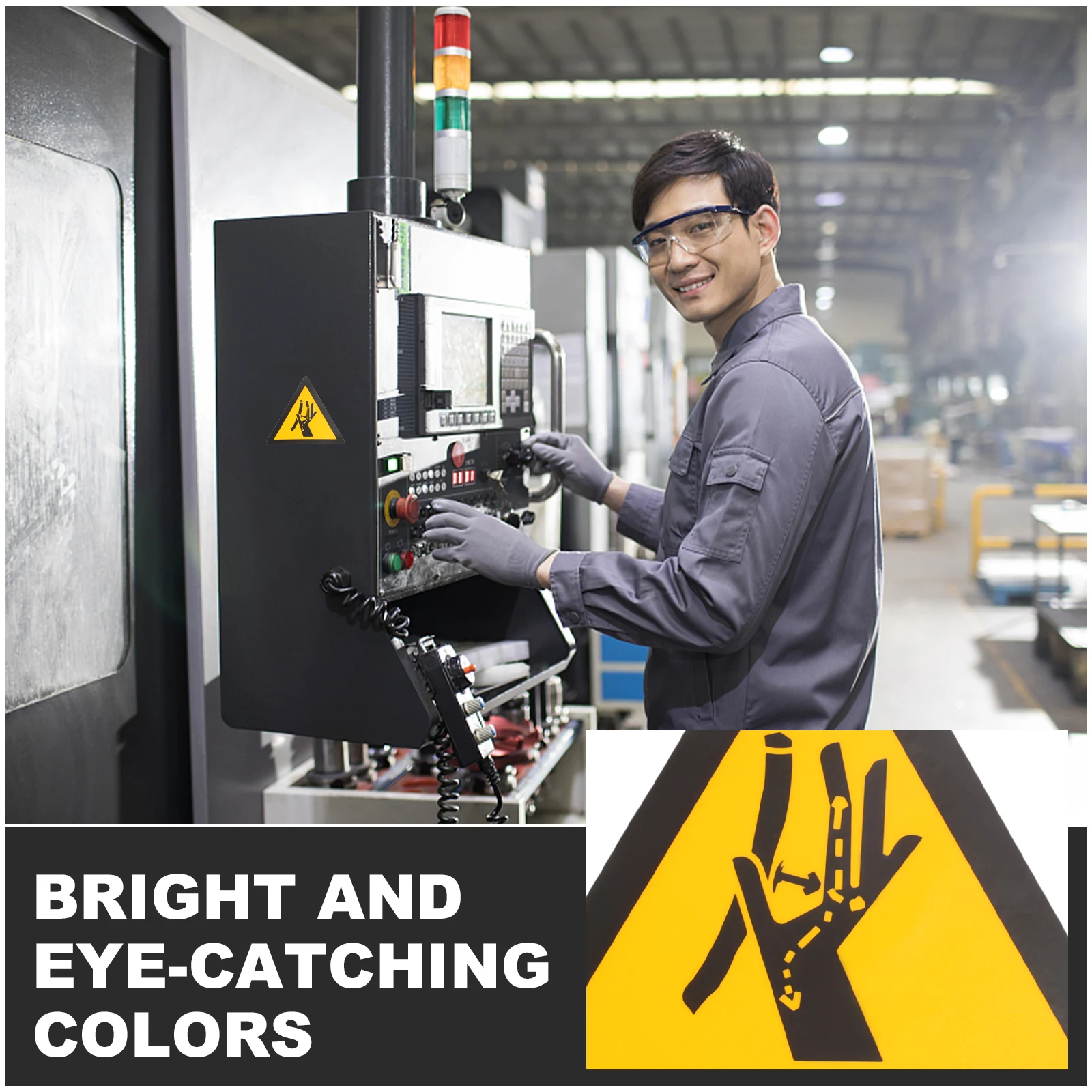 

Warning Sign Sticker Safety Reflective Decal Danger Caution Hand Pinch Label Adhesive Keep Hands Security for Equipment