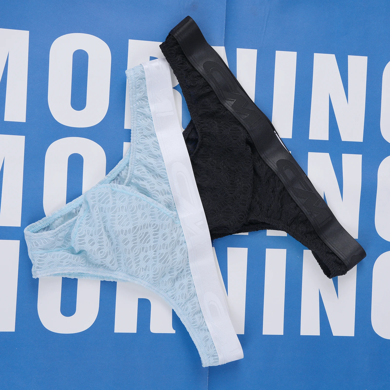 Slips mit niedriger Taille, Spitze, brasilianische Unterwäsche, Herren, sexy, Netzstoff, mit verstärktem Bereich, Herrenunterhosen, durchsichtig, weiche Slips. – Detail 3