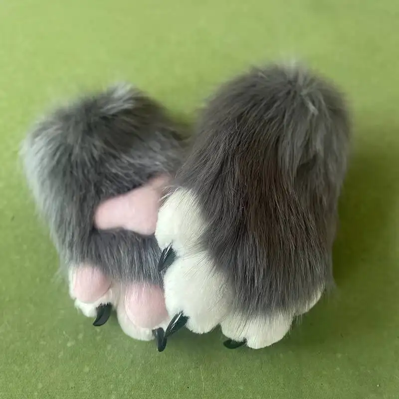 Nieuwe Fursuit Kigurumi Harige Dierenpoten Handschoenen Nagels Kig Cosplay Kostuum Wearable Harige Dieren Kleurrijke Klauwen Cos Rekwisieten Halloween