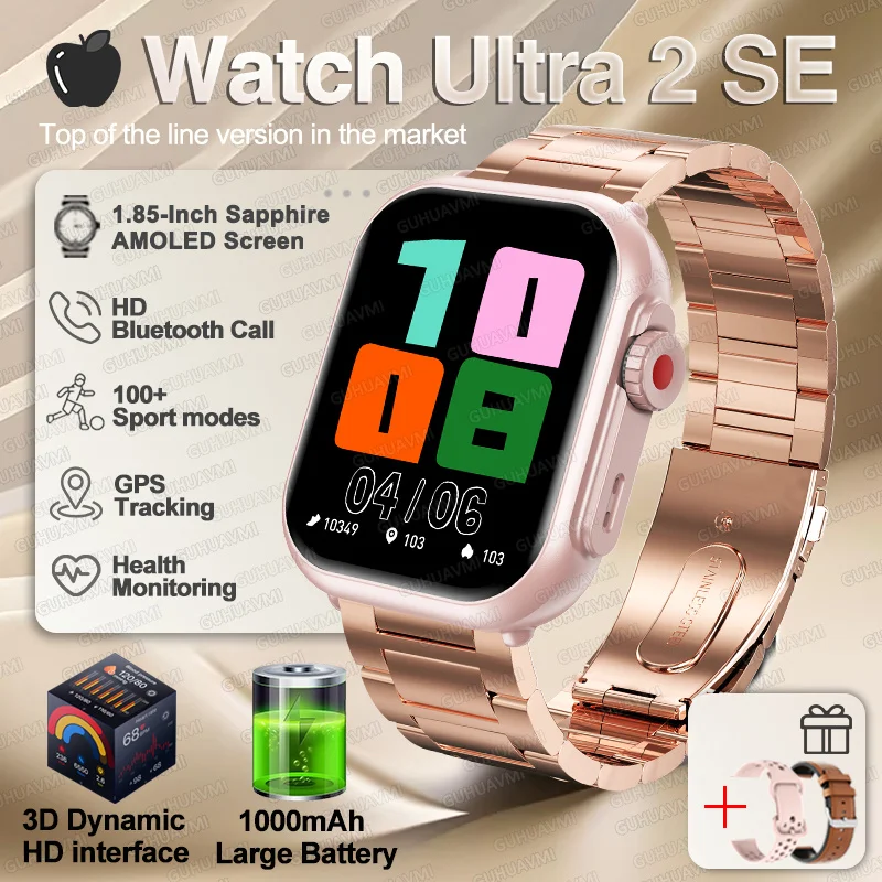 Für IOS Uhr Ultra 2 SE Männer Frauen Smart Armband 1000 mAh Batterie GPS AMOLED Display Bluetooth Anruf Sport wasserdichte Intelligente Uhr