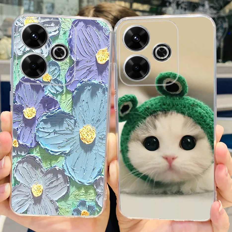 For Xiaomi Redmi 13 Case Colorful Flowers Painted Cover 6.79\'\' Clear Silicone Phone Case For Xiaomi Redmi 13 Redmi13 Soft Fundas