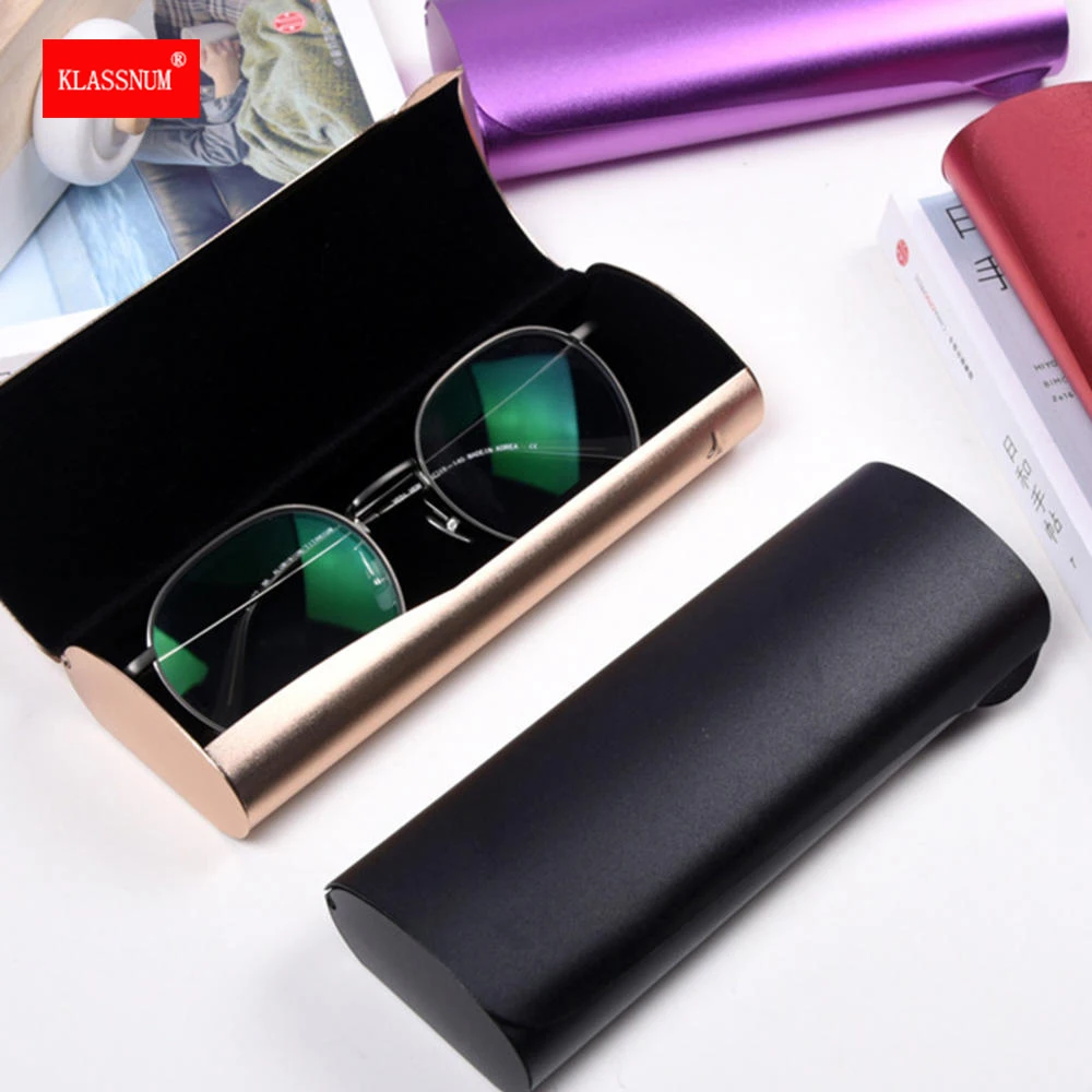 Metal Color Glasses Case Hard Storage Box Aluminum Alloy Frosted Myopia Sunglasses Case Male Female Optical Compression Cover