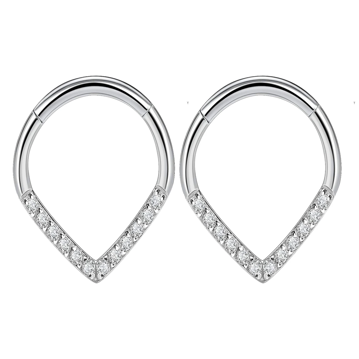 Heart Hinged Nose Ring Hoop in Titanium