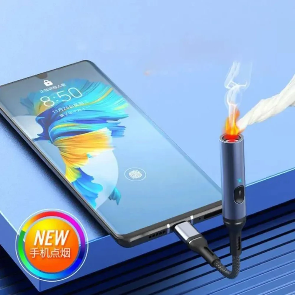 GITFOS Electric Lighter USB Type C Cable Lighter for Phone Tablets Safety Switch Windproof Rechargeable Flameless Igniter