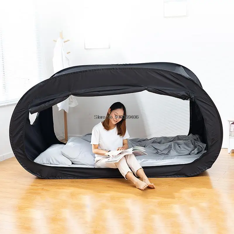 Folding Bed Tent Portable Indoor Outdoor Hiking Travelling Tent Dormitory Bed Privacy Space With Anti-Mosquito Mesh Top Fixed