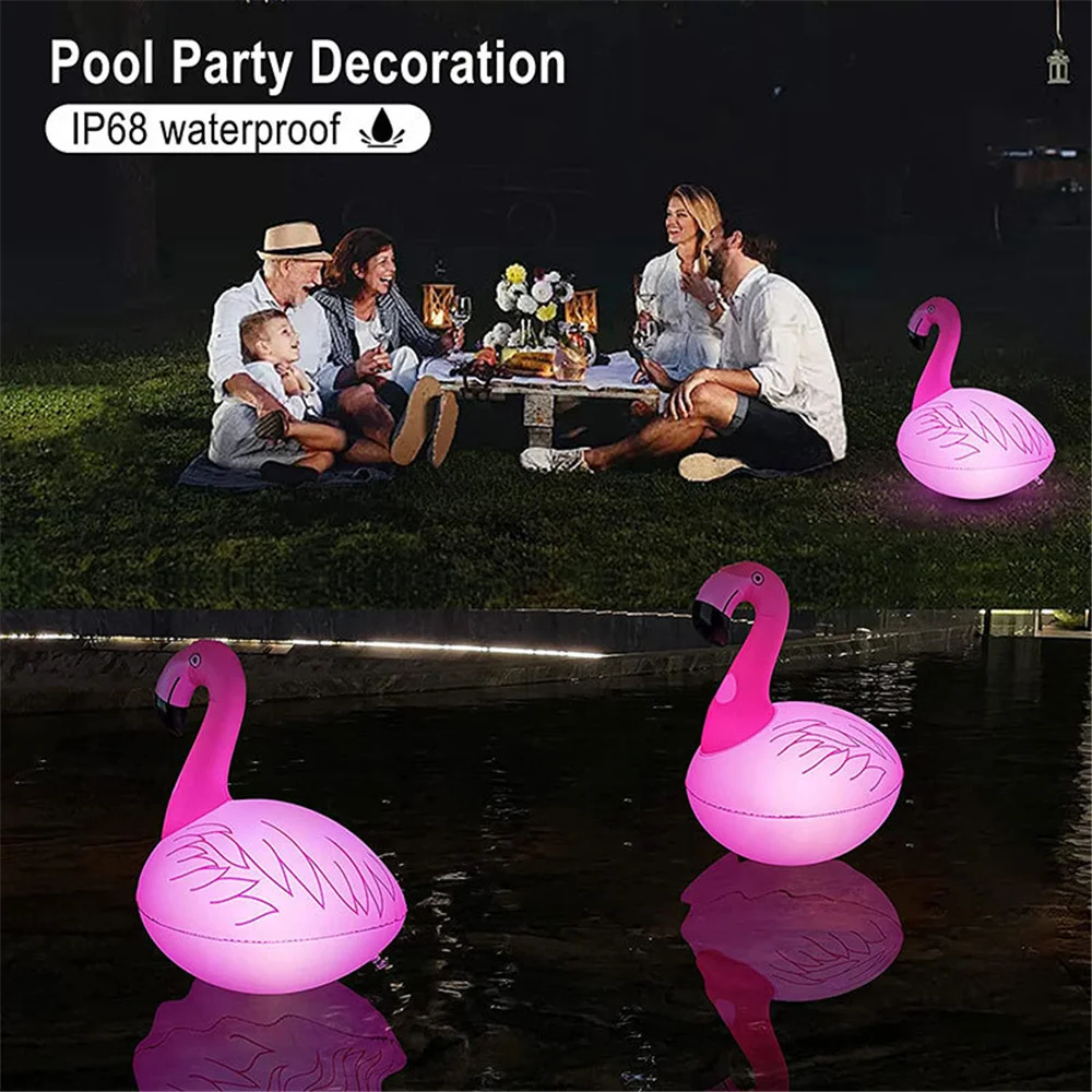 Solar Flutuante Flamingo Bola Luz, Piscina Luz, Impermeável Gramado, Lâmpada De Balão, Festa Em Casa, Decoração De Jardim