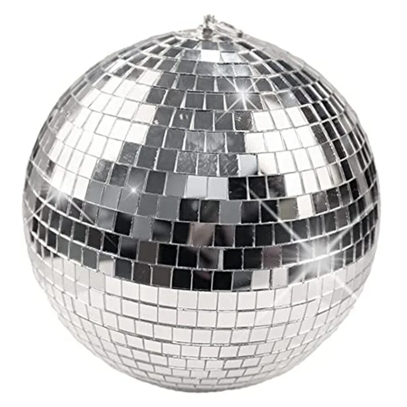 Silver Mirror Disco Ball Hanging Ball with Hanging Ring for Light Effect , Home Decoration Club Stage (8 Inches)